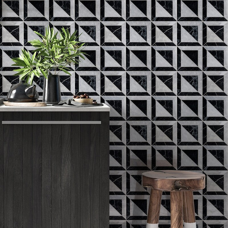 STUDIO : China Black York Straight Stack Mosaic (multi finish | 11"x11"x15/16" | straight cut)