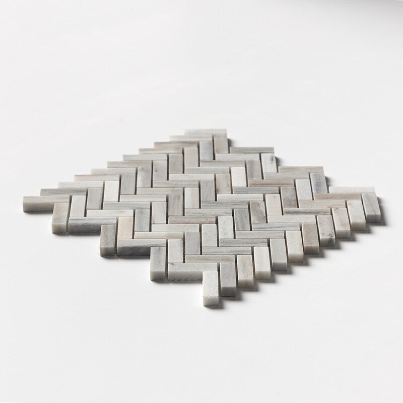 SKYLINE : 5/8X2 Herringbone Mosaic (polished | 12"x13"x1/8" | straight cut)