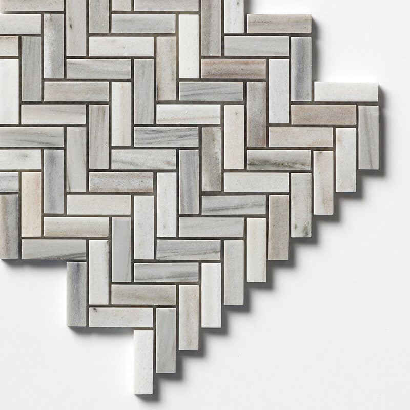 SKYLINE : 5/8X2 Herringbone Mosaic (polished | 12"x13"x1/8" | straight cut)