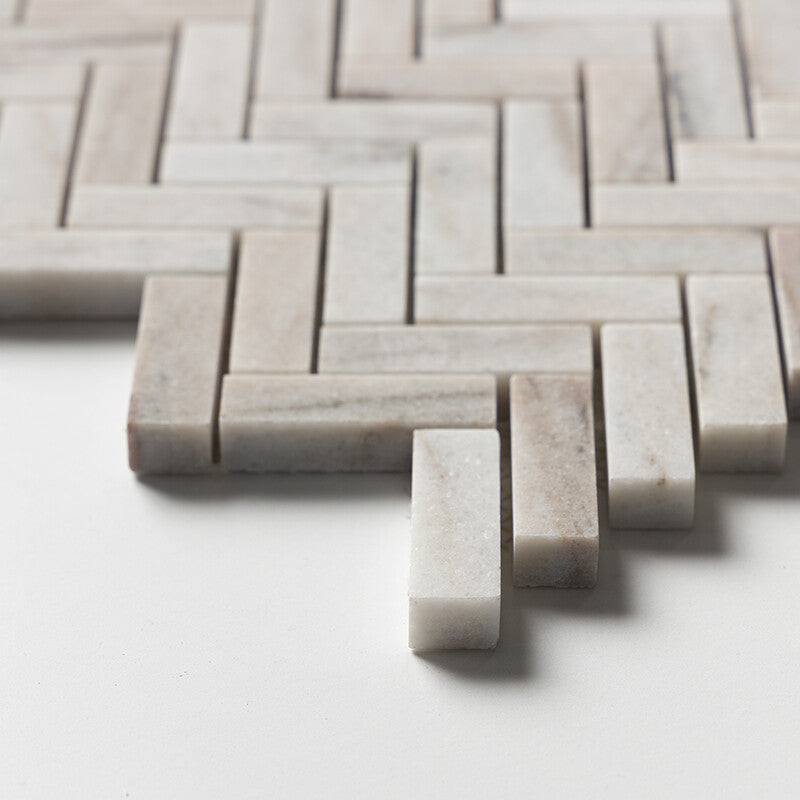 SKYLINE : 5/8X2 Herringbone Mosaic (polished | 12"x13"x1/8" | straight cut)