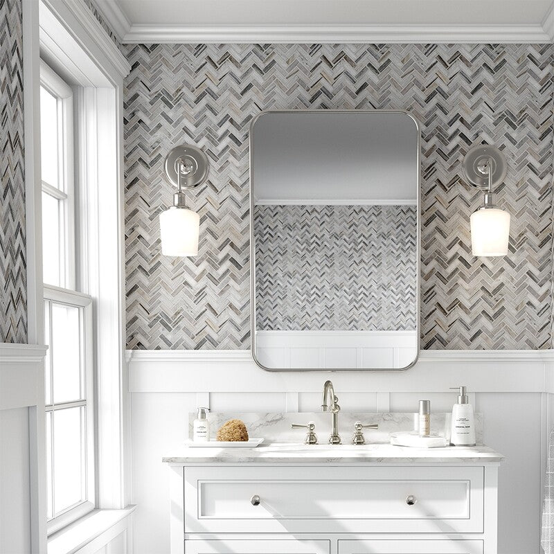 SKYLINE : 5/8X2 Herringbone Mosaic (polished | 12"x13"x1/8" | straight cut)