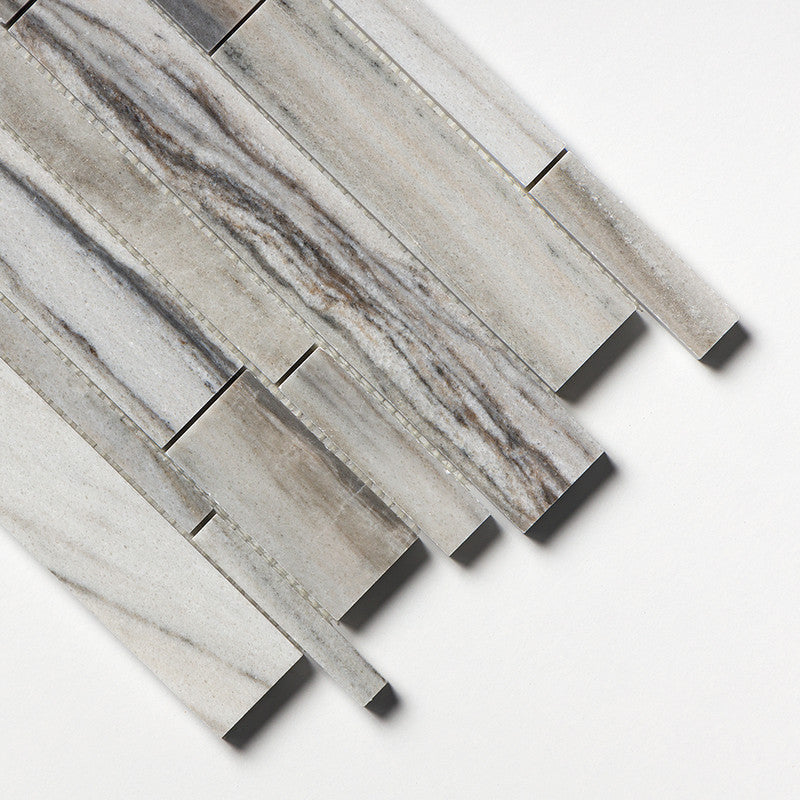 SKYLINE : Slides Random Strip Mosaic (honed | 11"x17"x1/2" | straight cut)