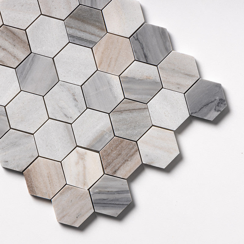SKYLINE : 2 Hexagon Mosaic (honed | 10"x12"x3/8" | straight cut)