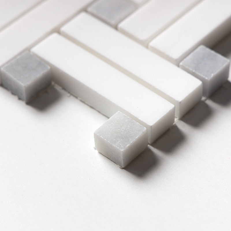 SNOW WHITE : Basketweave Mosaic (honed | 12"x12"x3/8" | straight cut)