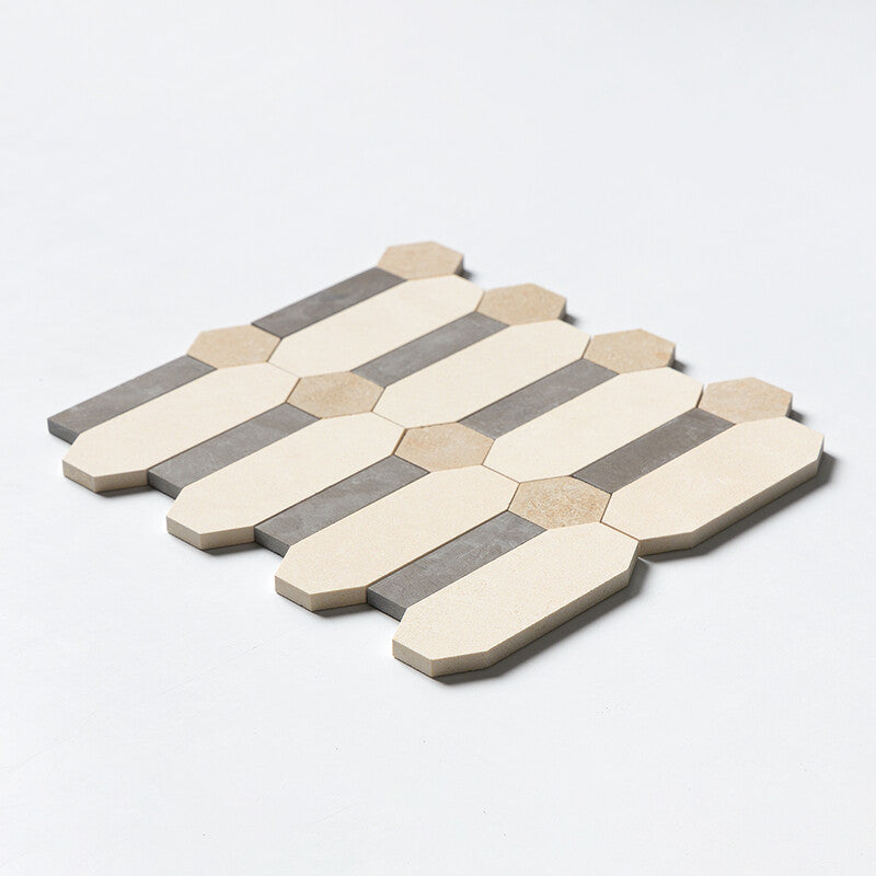 ATELIER MOSAIC: Bosphorus Seashell Pillar Mosaic (honed | 13"x13"x3/8" | straight cut)