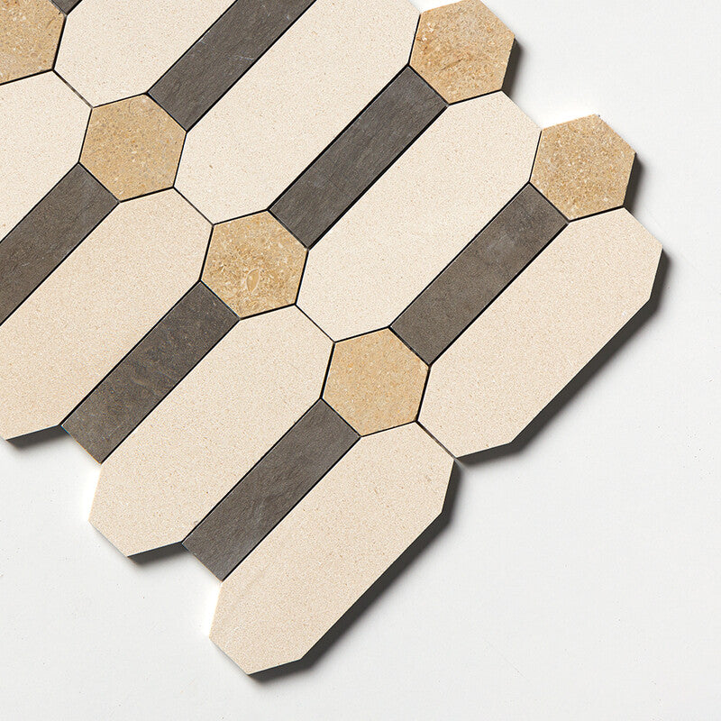 ATELIER MOSAIC: Bosphorus Seashell Pillar Mosaic (honed | 13"x13"x3/8" | straight cut)