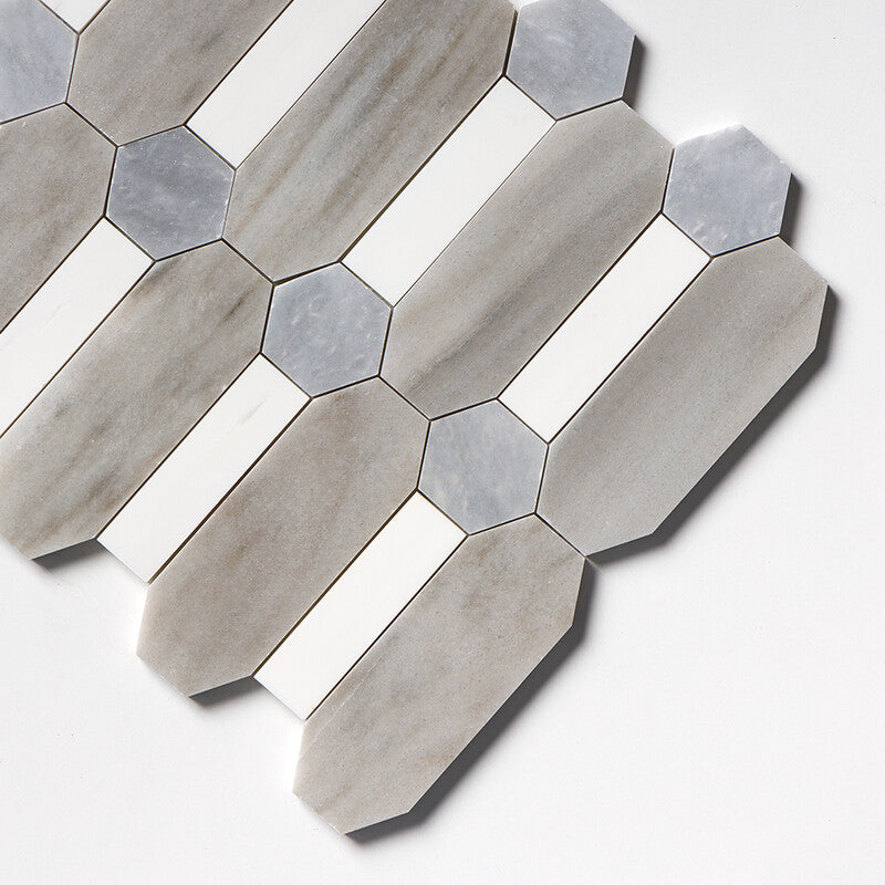 ATELIER MOSAIC: Snow White Allure Light Pillar Mosaic (multi finish | 13"x13"x3/8" | straight cut)