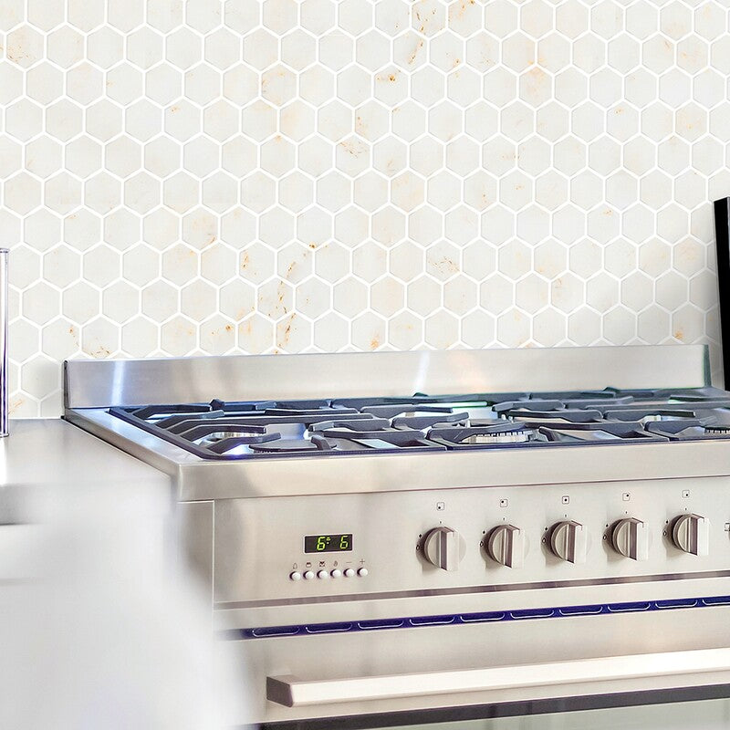 CALACATTA AMBER : Hexagon Mosaic (honed | 10"x12"x3/8" | straight cut)