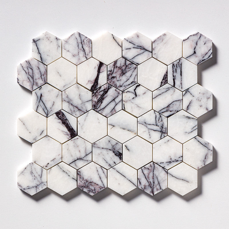 LILAC: Hexagon Mosaic (honed | 10"x12"x3/8" | straight cut)
