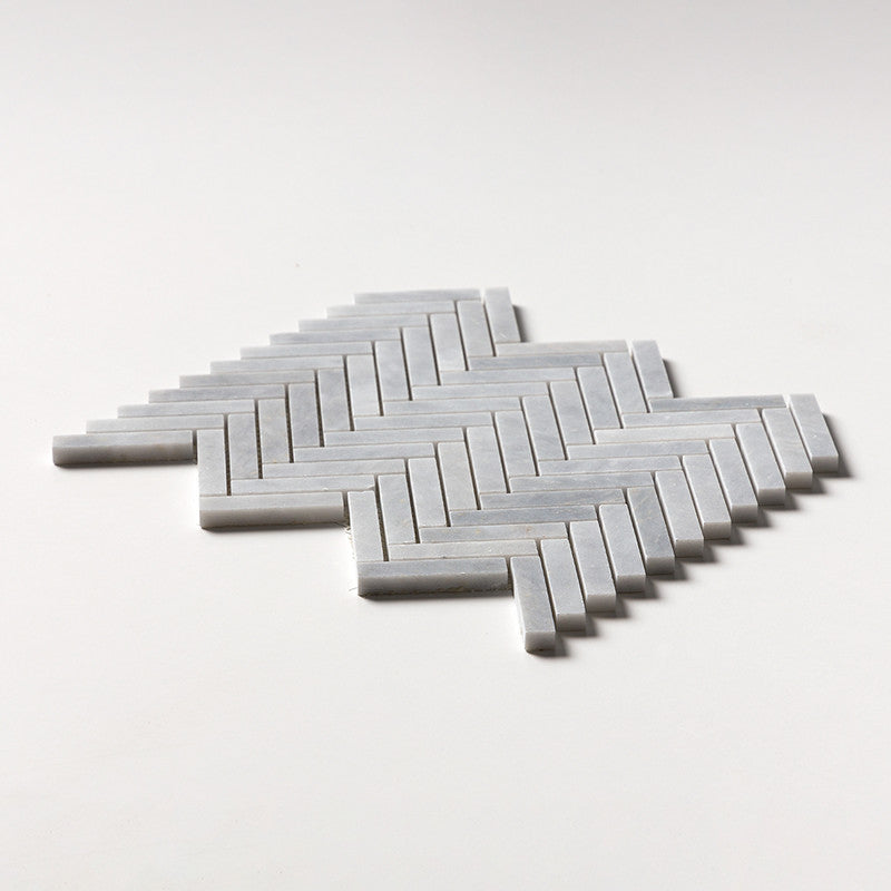 ALLURE LIGHT : 5/8X3 Herringbone Mosaic (honed | 10"x12"x7/16" | straight cut)