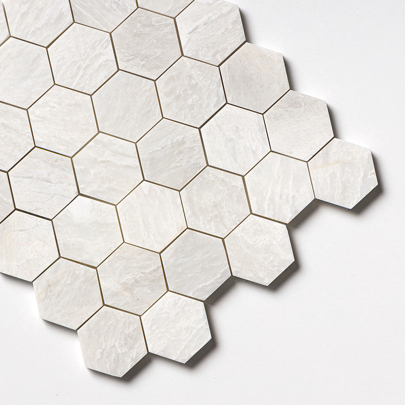 ICEBERG : 2 Hexagon Mosaic (honed | 10"x12"x3/8" | straight cut)