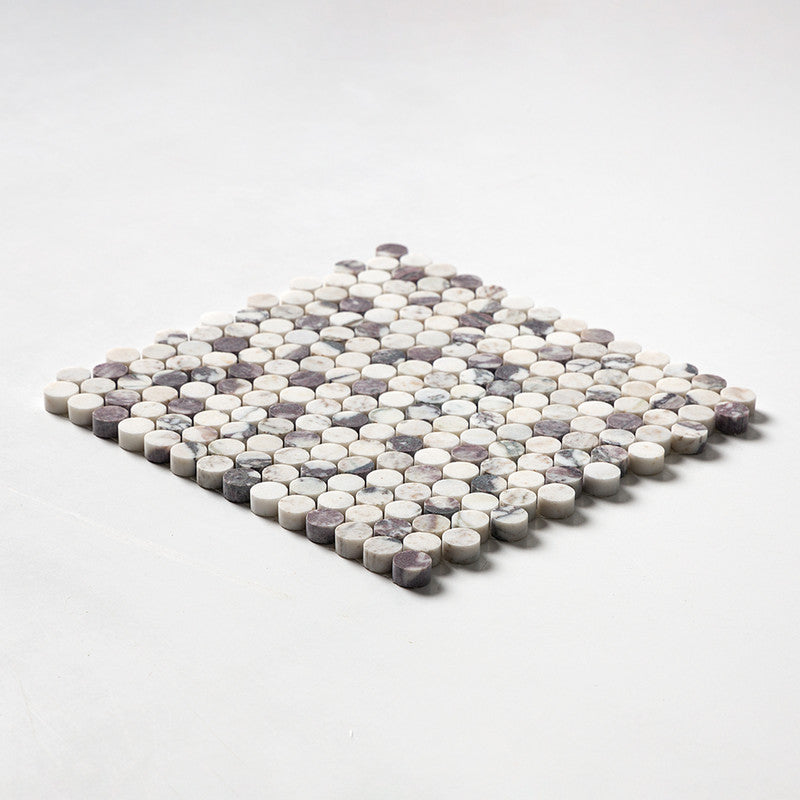 PENNY ROUND 2.0: Calacatta ViolaPenny Round Mosaic (honed | 11"x11"x1/4" | straight cut)