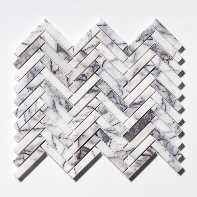LILAC: 5/8X3 Herringbone Mosaic (honed | 10"x12"x7/16" | straight cut)