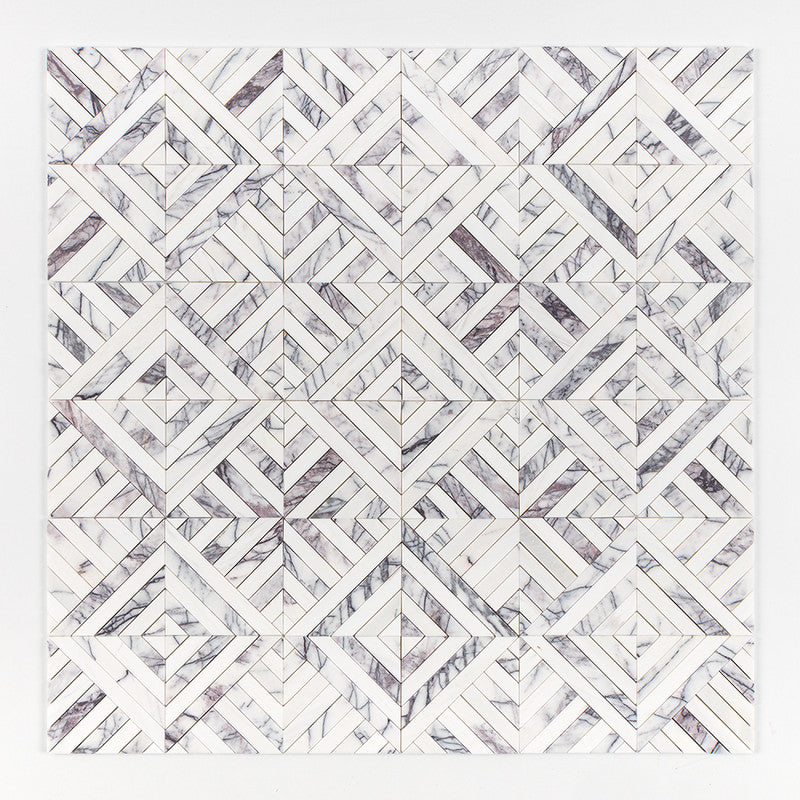 LILAC: Ponte Lattice Mosaic (honed | 14"x14"x5/16" | straight cut)