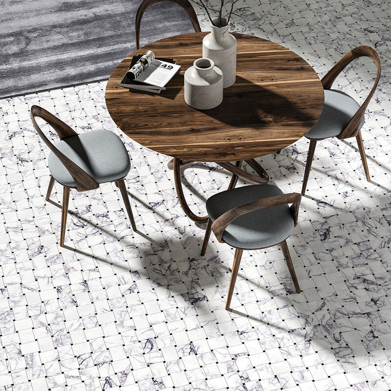 LILAC: Pinwheel Basketweave Mosaic (honed | 12"x12"x3/8" | straight cut)
