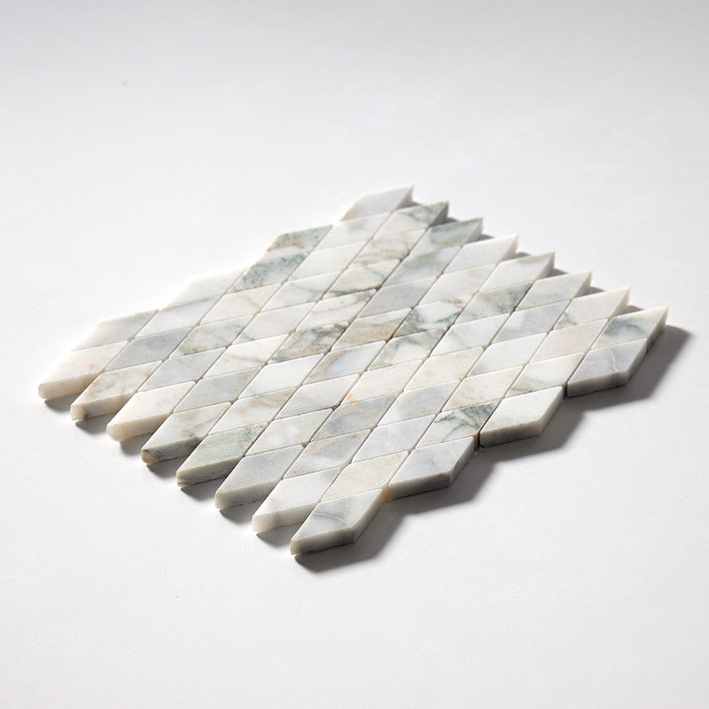 CALACATTA GREEN: Rhomboid Mosaic (honed | 8"x10"x3/4" | straight cut)
