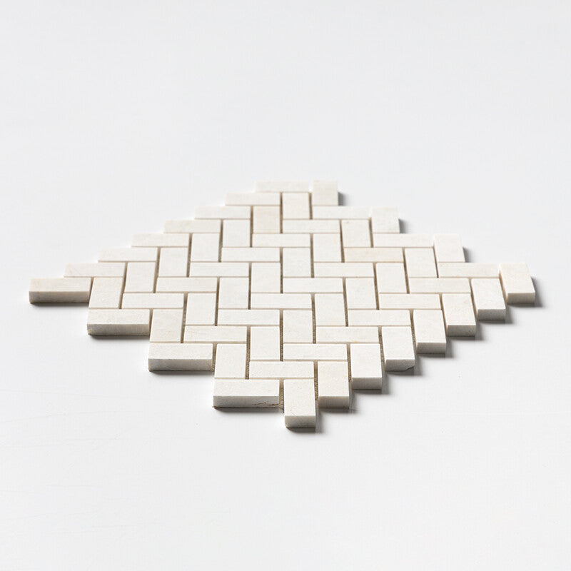 VANILLA: 1X2 Herringbone Mosaic (honed | 11"x11"x3/8" | straight cut)