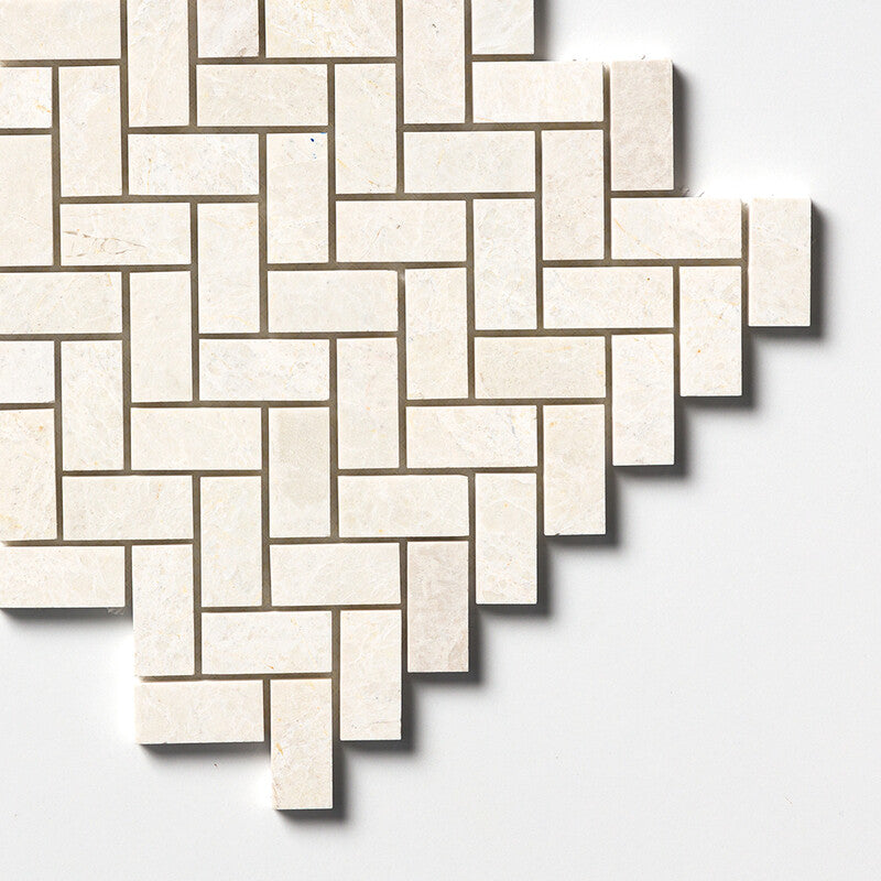 VANILLA: 1X2 Herringbone Mosaic (honed | 11"x11"x3/8" | straight cut)