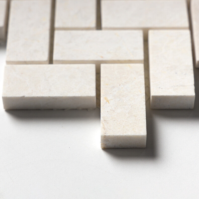 VANILLA: 1X2 Herringbone Mosaic (honed | 11"x11"x3/8" | straight cut)