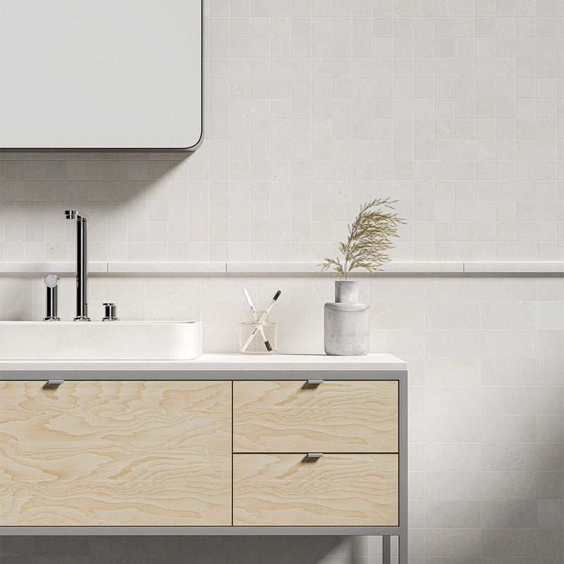 VANILLA: 2X2 Straight Stack Mosaic (honed | 12"x12"x3/8" | straight cut)