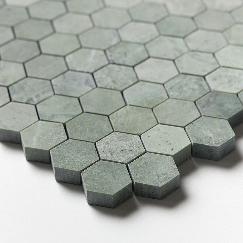 VERDE TIA : Hexagon Mosaic (honed | 11"x12"x5/8" | straight cut)