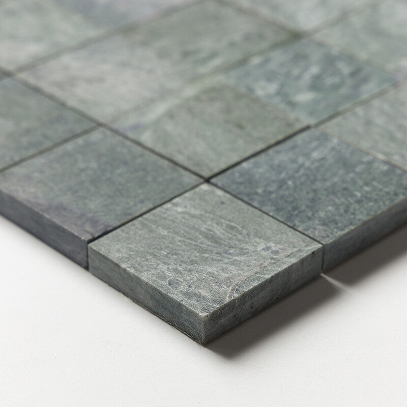 VERDE TIA : 2X2 Straight Stack Mosaic (honed | 12"x12"x3/8" | straight cut)