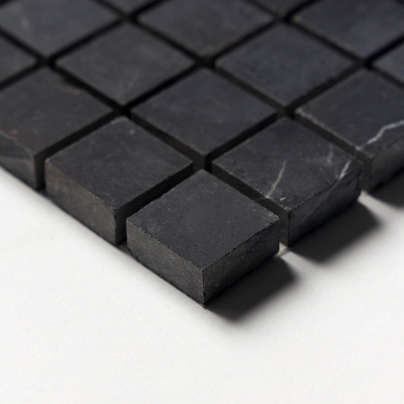 CHINA BLACK : 1X1 Straight Stack Mosaic (honed | 12"x12"x3/8" | straight cut)