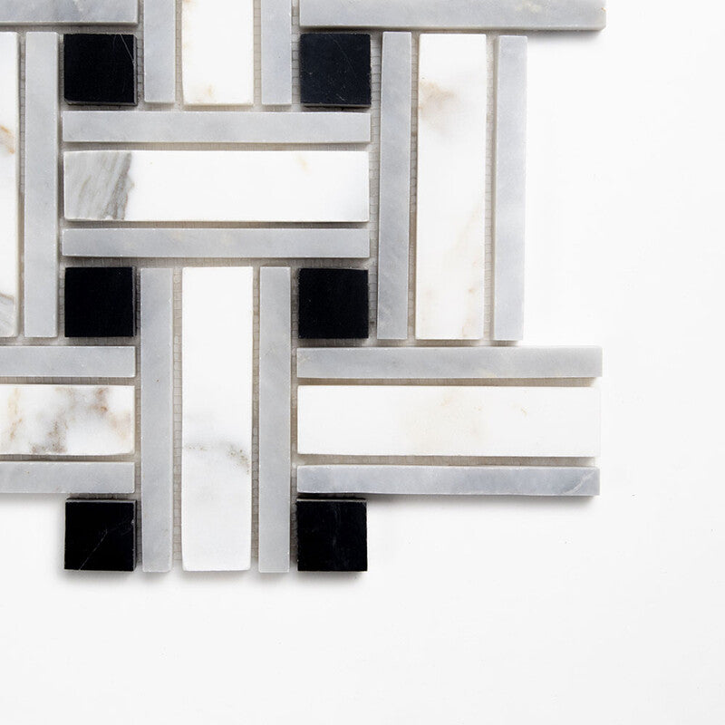 CALACATTA GOLD : Lattice Mosaic (honed | 12"x12"x3/8" | straight cut)