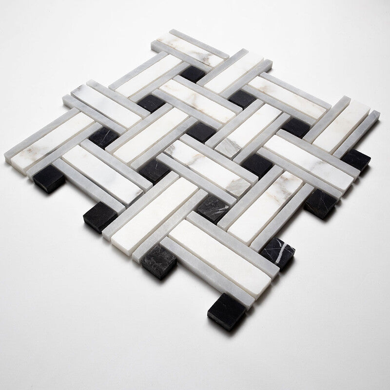 CALACATTA GOLD : Lattice Mosaic (honed | 12"x12"x3/8" | straight cut)