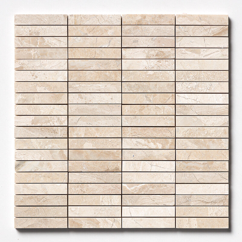 DIANA ROYAL : 5/8X3 Straight Stack Mosaic (honed | 12"x12"x3/8" | straight cut)