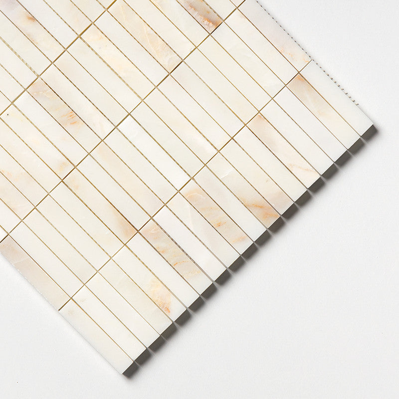 CALACATTA AMBER : 5/8X3 Straight Stack Mosaic (honed | 12"x12"x3/8" | straight cut)