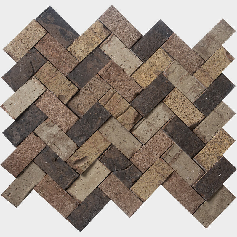 ANTICO: Multicolor Herringbone Mosaic (natural | 14"x14"x5/8" | straight cut)
