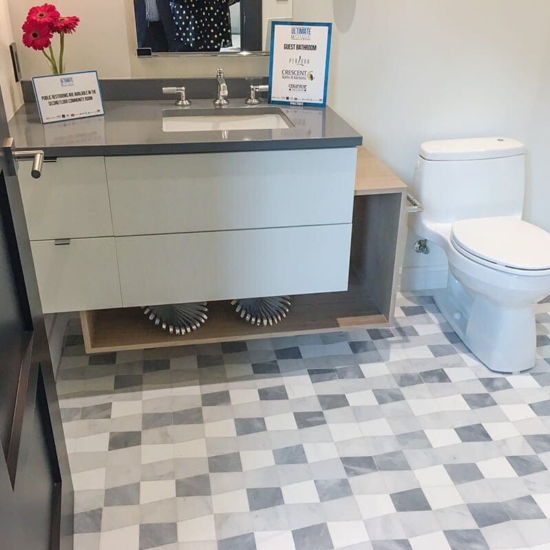 GLACIER : Afyon Gray Snow White Tapered Trapezoid Mosaic (honed | 12"x12"x1/2" | straight cut)