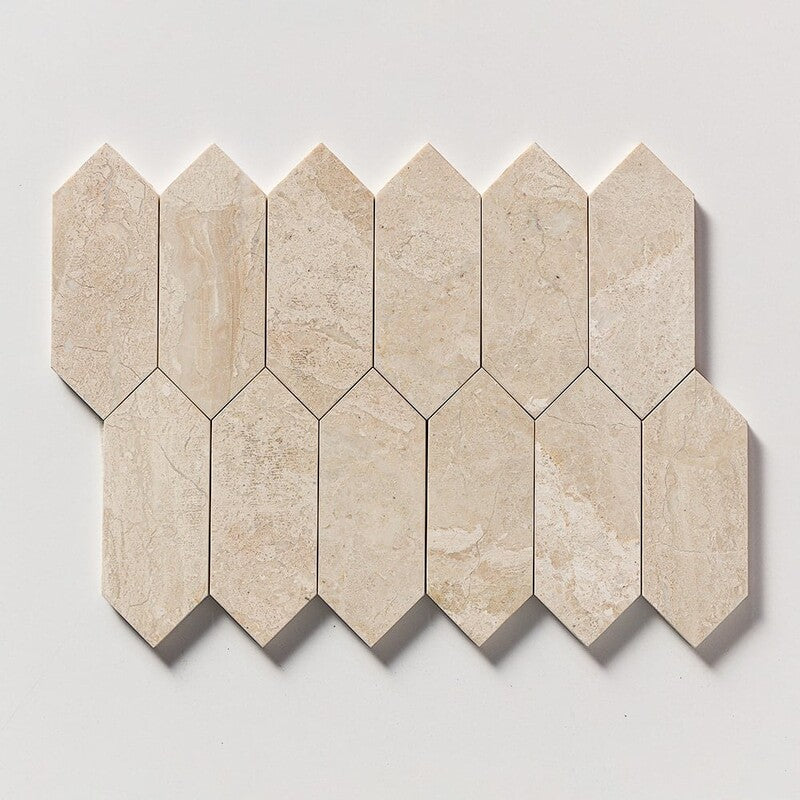 DIMENTIONS : Diana Royal Medium Picket Mosaic (polished | 11"x13"x3/16" | straight cut)