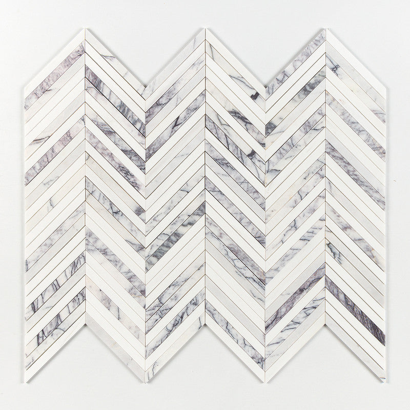 DIMENTIONS : Thin Chevron Mosaic (honed | 10"x13"x3/8" | straight cut)
