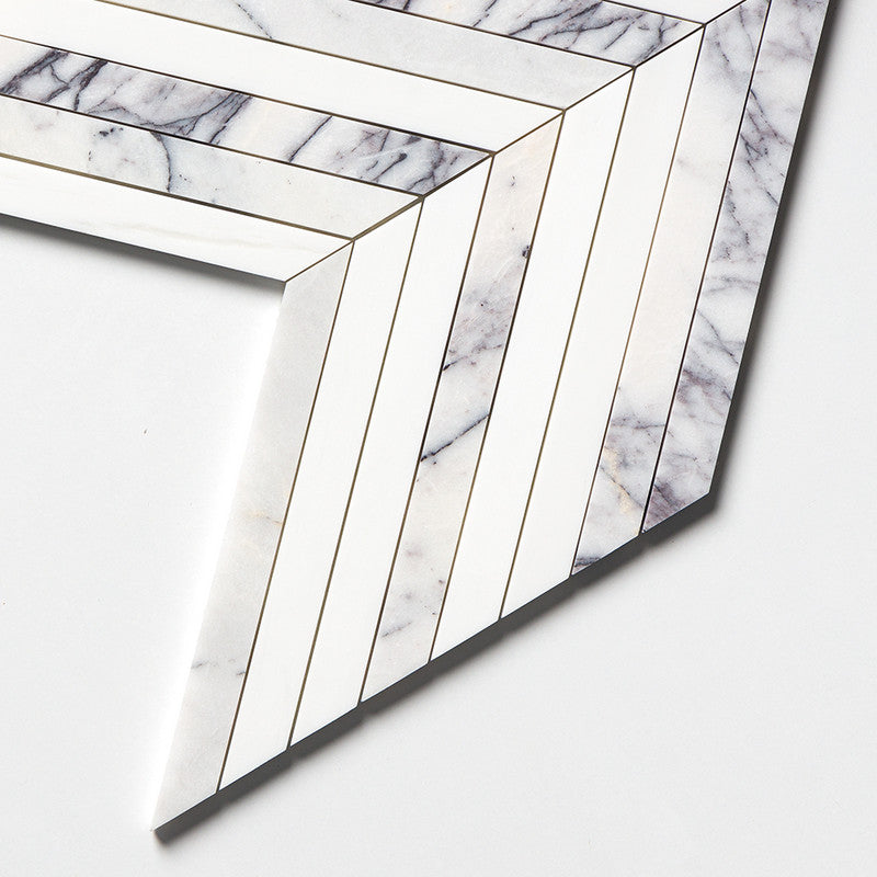 DIMENTIONS : Thin Chevron Mosaic (honed | 10"x13"x3/8" | straight cut)