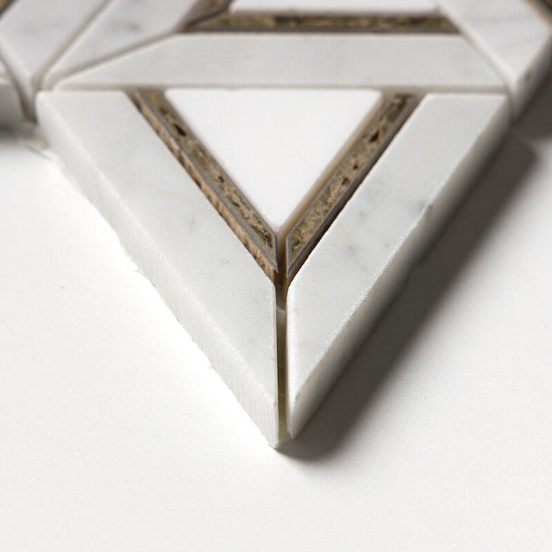 WHITE CARRARA : Trillium Triangular Mosaic (honed | 10"x11"x3/16" | straight cut)