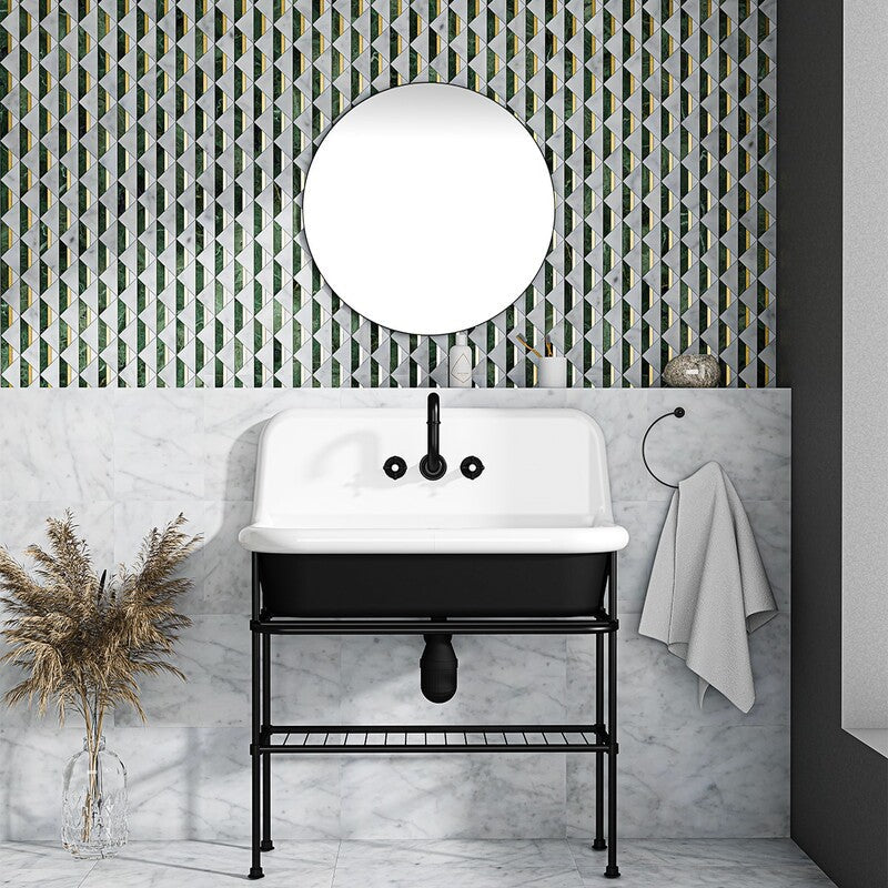 VERDE TIA : Carrara Angela Mosaic (honed | 12"x12"x3/8" | straight cut)