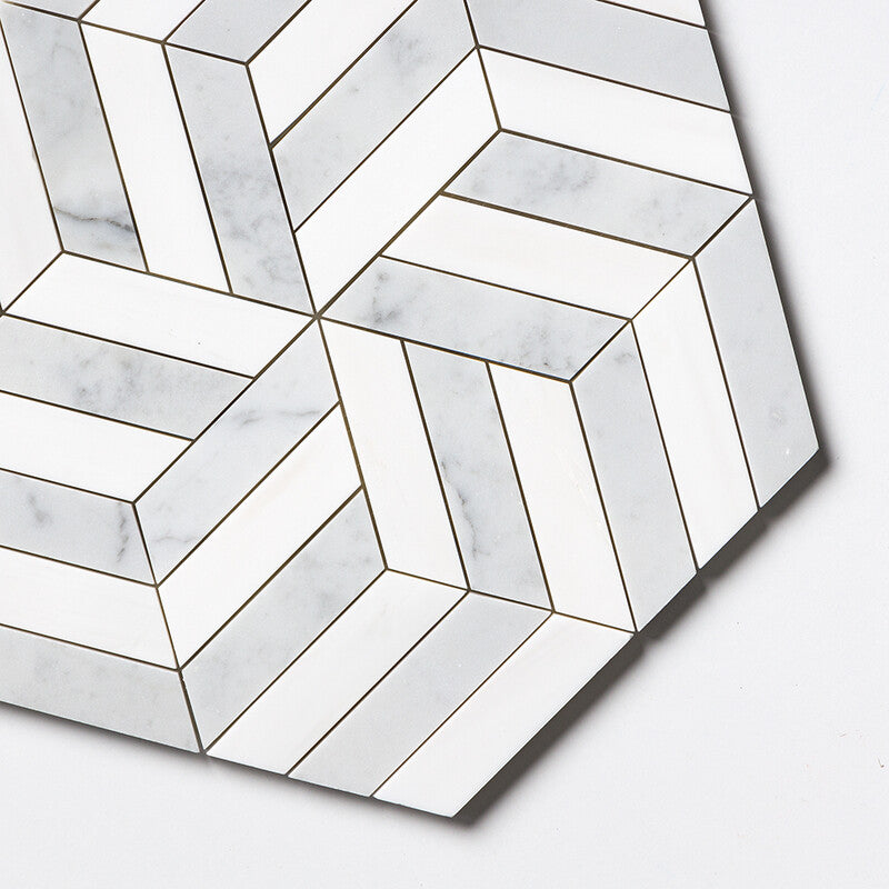SNOW WHITE : Carrara Windmill Mosaic (honed | 11"x13"x3/4" | straight cut)