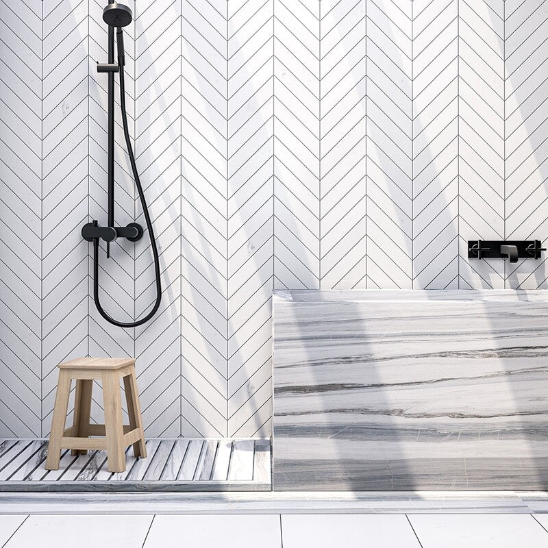 DIMENTIONS : Chevron Field Tile (polished | 10"x13"x3/8" | straight cut)