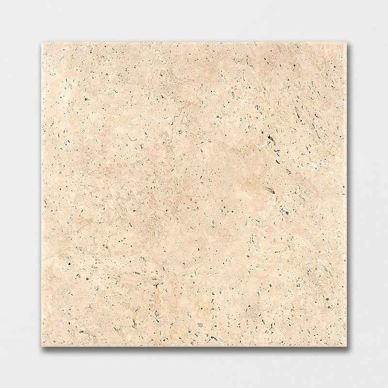 IVORY TRAVERTINE: Square Field Tile (antiqued | 12"x12"x3/8" | round)