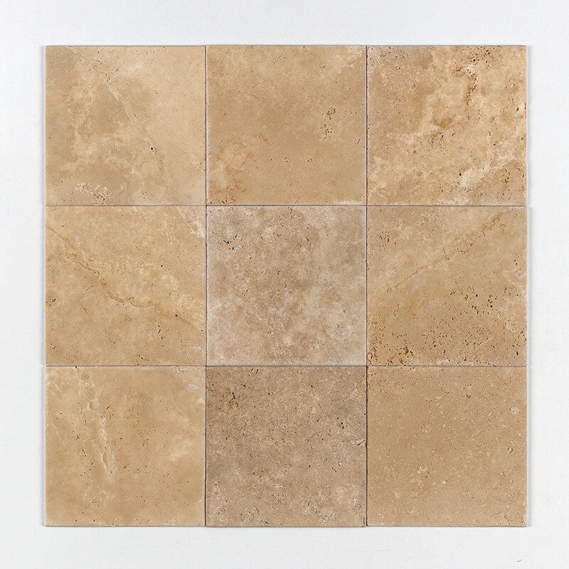 IVORY TRAVERTINE: Square Field Tile (antiqued | 12"x12"x3/8" | round)