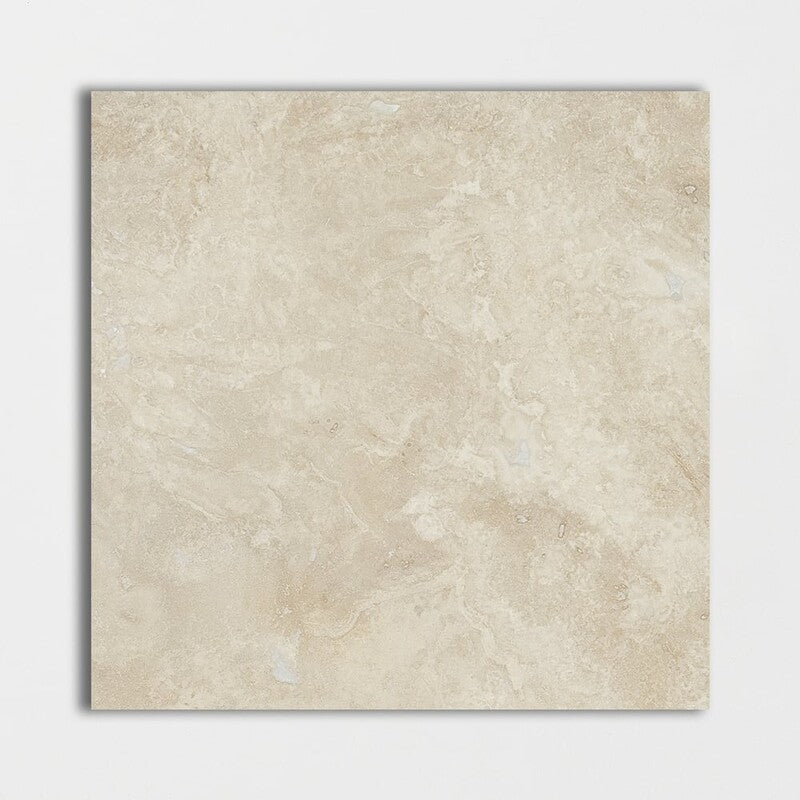 IVORY TRAVERTINE: Square Field Tile (honed filled | 12"x12"x3/8" | beveled)