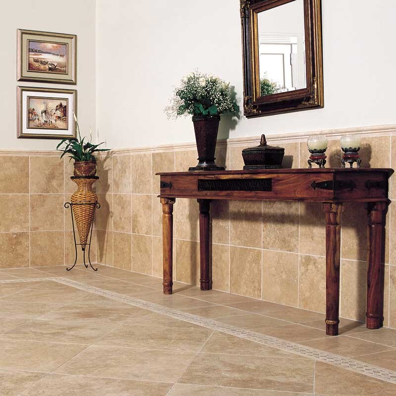 IVORY TRAVERTINE: Square Field Tile (honed filled | 12"x12"x3/8" | beveled)