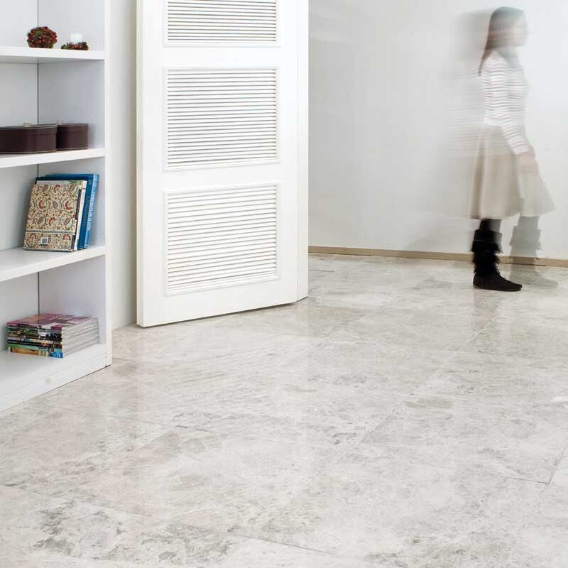 SILVER CLOUDS : Square Field Tile (polished | 18"x18"x1/2" | straight cut)