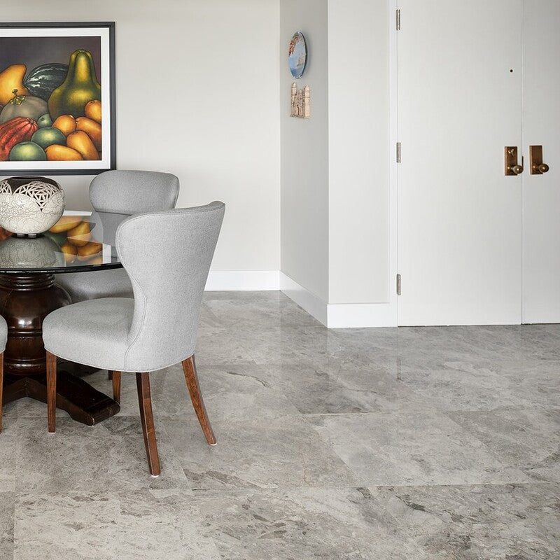 SILVER SHADOW : Square Field Tile (honed | 18"x18"x1/2" | straight cut)