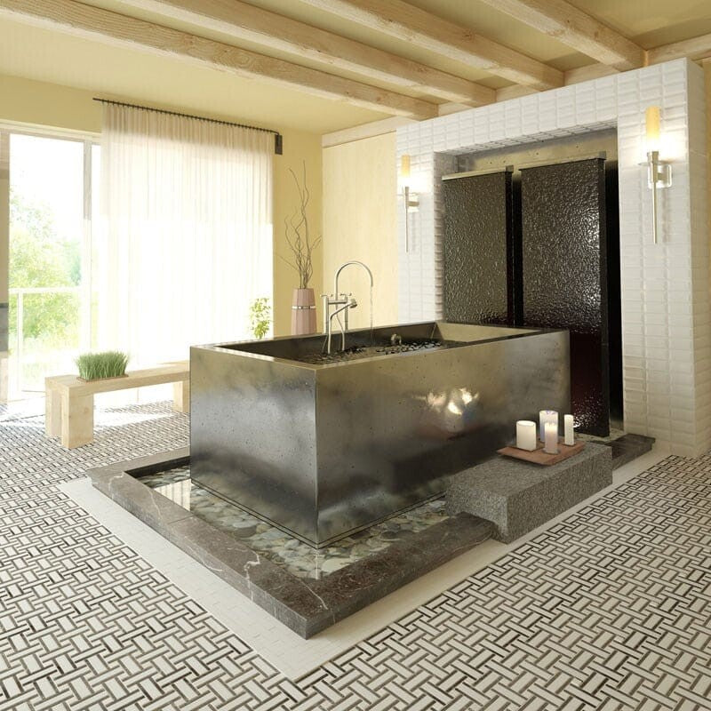 ASPEN WHITE : Rectangle Field Tile (honed | 2"x5"x3/4" | beveled)