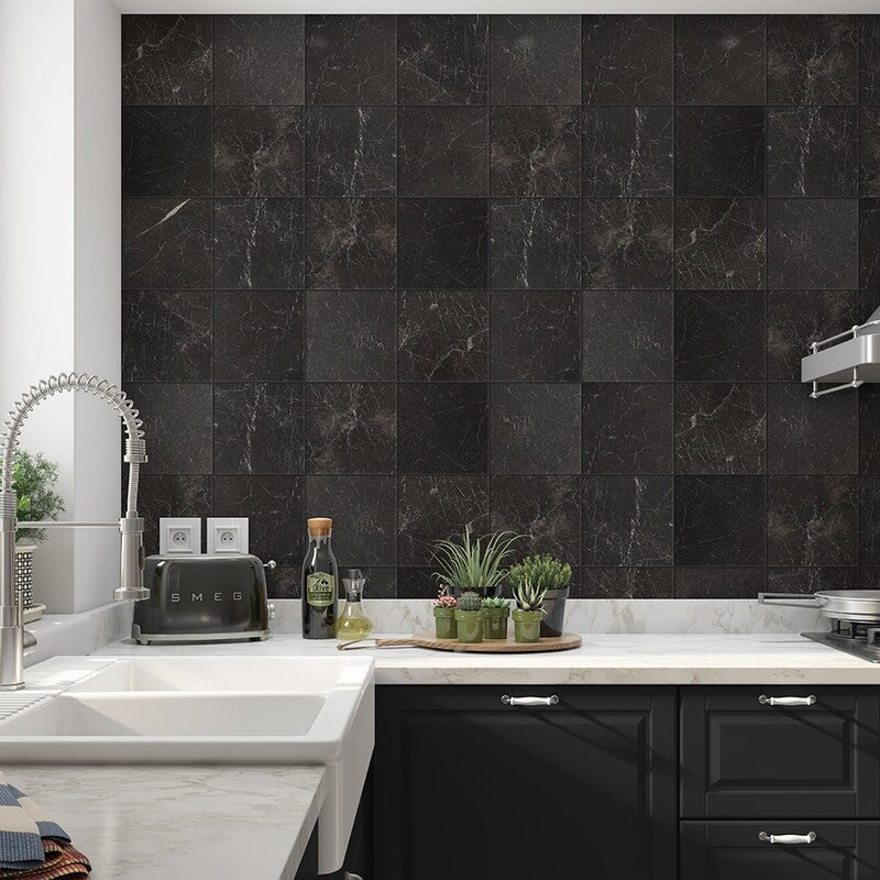 IRIS BLACK : Square Field Tile (brushed | 8"x8"x1/2" | chiseled)