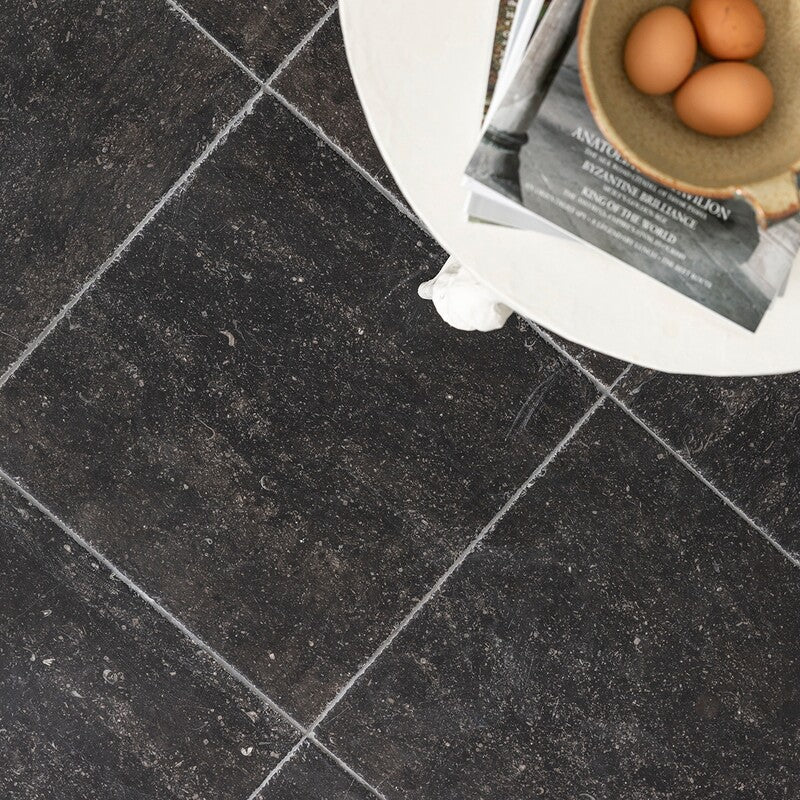 LA ROCHE: Belgium Blue Square Field Tile (brushed chiseled | 16"x16"x1/2")