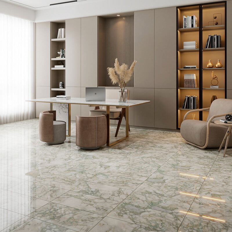 NATURAL REFLECTIONS : Calacatta Green Marble Rectangle Field Tile (polished | 12"x24"x3/8" | straight cut)